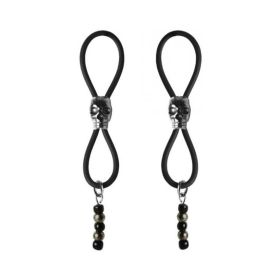 Bijoux De Nip Nipple Halos Black Skull Slider Black Silver